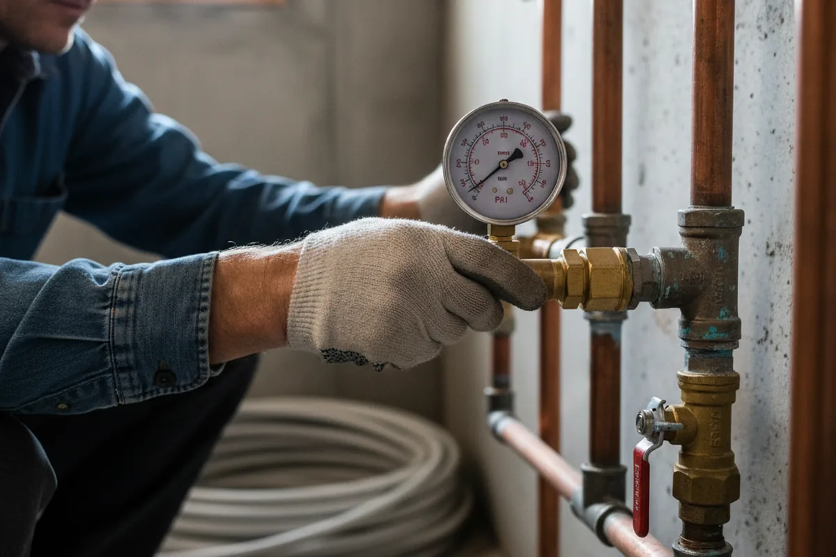 Pressure testing a repaired line during Water Line Repair in Badin